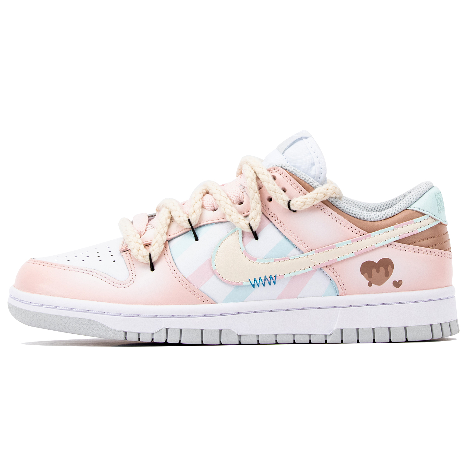 Buy 【客製化球鞋】Nike Dunk Low 海邊假期 少女 休閒 搭配任何服裝 防滑緩震耐磨 低筒 板鞋 女款 粉白色