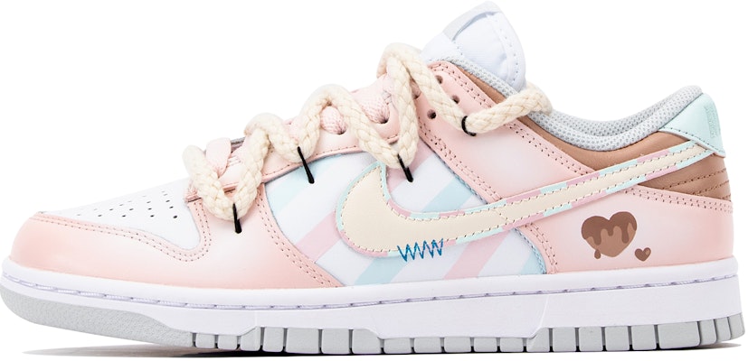 【客製化球鞋】Nike Dunk Low 海邊假期 少女 休閒 搭配任何服裝 防滑緩震耐磨 低筒 板鞋 女款 粉白色 Buy 【客製化球鞋】Nike Dunk Low 海邊假期 少女 休閒 搭配任何服裝 防滑緩震耐磨 低筒 板鞋 女款 粉白色