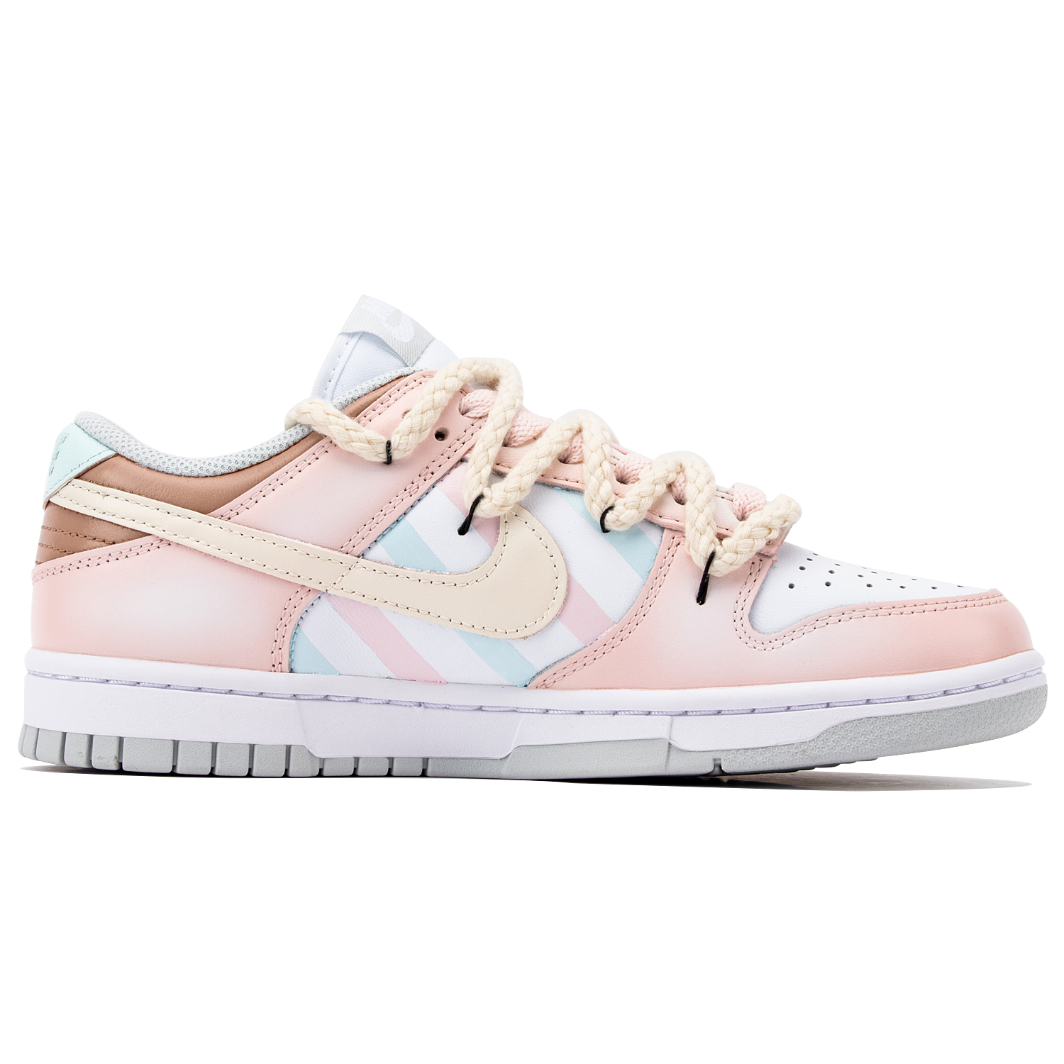 Lookbook 【客製化球鞋】Nike Dunk Low 海邊假期 少女 休閒 搭配任何服裝 防滑緩震耐磨 低筒 板鞋 女款 粉白色