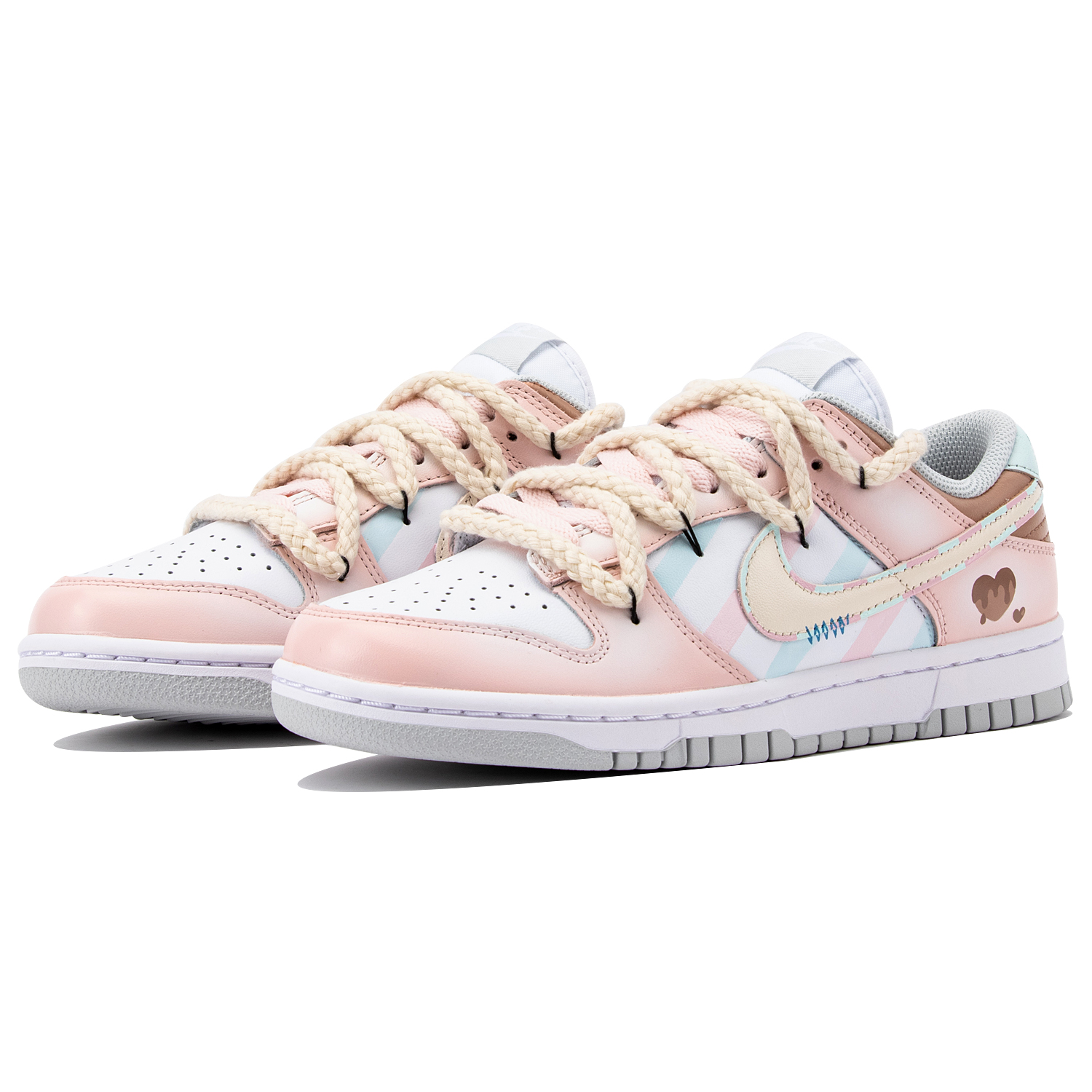 Shop 【客製化球鞋】Nike Dunk Low 海邊假期 少女 休閒 搭配任何服裝 防滑緩震耐磨 低筒 板鞋 女款 粉白色