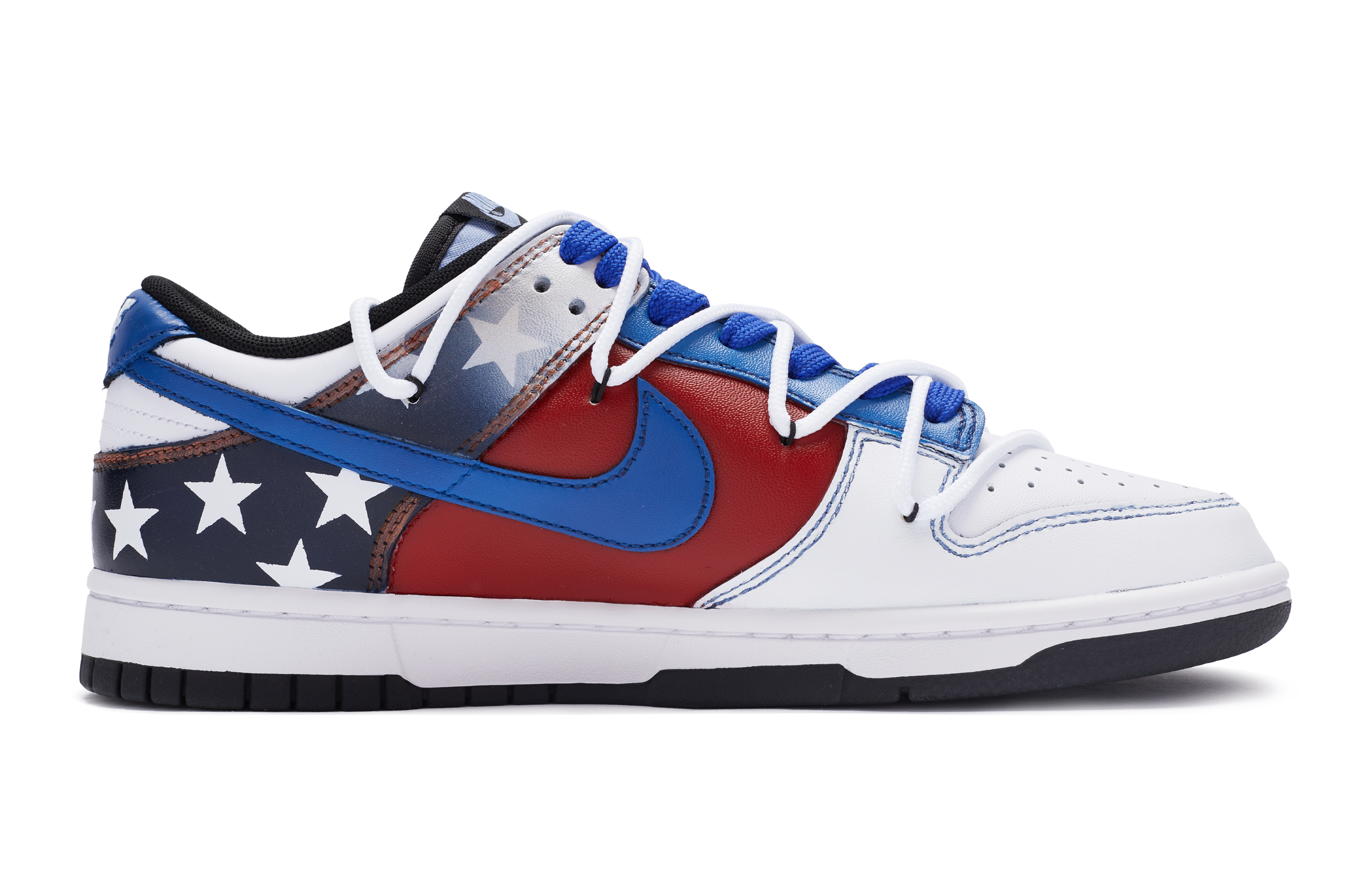 Order (W) Nike Dunk Low カスタム "星条旗" (白青赤黒) DD1503-101(TeamR-女款团结之星)