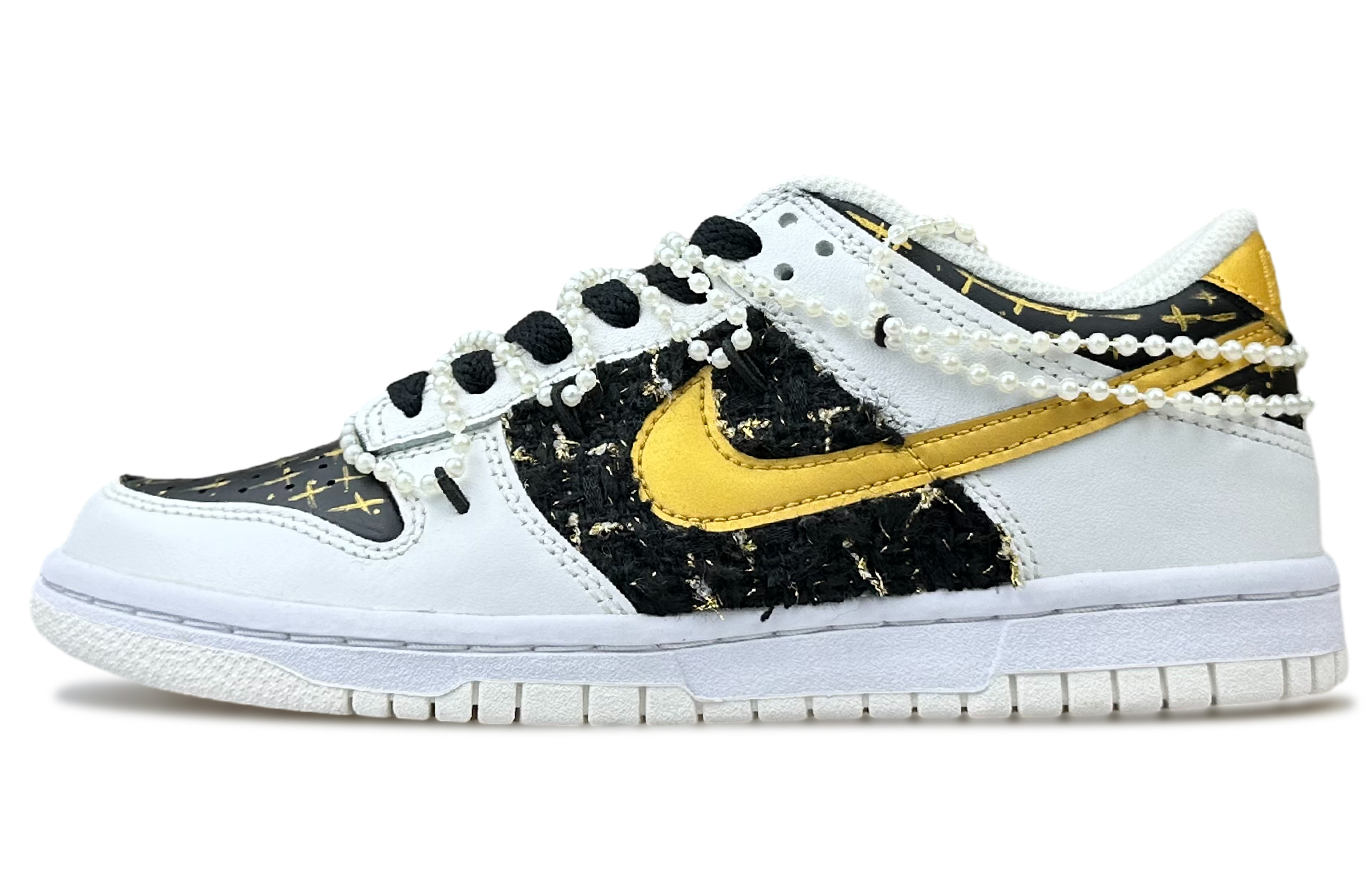Order (W) [Kasut Custom] Nike Dunk Low 'Hitam Emas' DH9765-100(Team79-女款黑金琉璃)