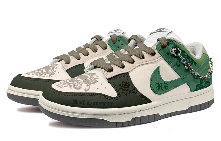 Lookbook (W) 나이키 덩크 로우 '블랙 그린 로즈 체인' (커스텀) DD1503-117(TeamK-青藤玫瑰)