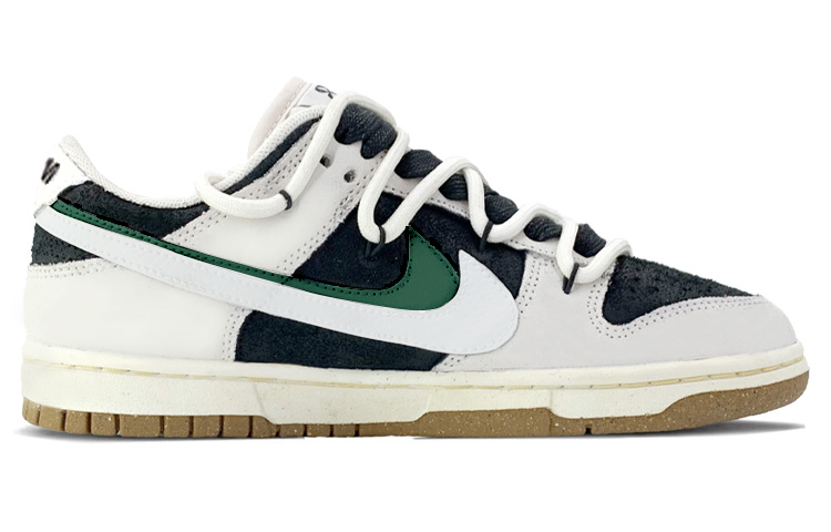 Order (W) [Kasut Custom] Nike Dunk Low 'Senyum Swoosh Hitam Kelabu' DO9457-100(TeamK-黑色火焰)