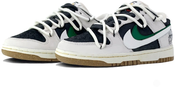 【定製球鞋】 Nike Dunk Low 解構鞋帶推薦 旋風笑臉 雙鉤 高街 復古 低幫 板鞋 女款 黑灰 Lookbook 【定製球鞋】 Nike Dunk Low 解構鞋帶推薦 旋風笑臉 雙鉤 高街 復古 低幫 板鞋 女款 黑灰