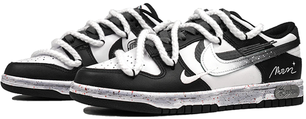 【定制球鞋】 Nike Dunk Low 多色勾 黑色月光 三勾 渐变 星空 麻绳 低帮 板鞋 女款 黑白 Lookbook 【定制球鞋】 Nike Dunk Low 多色勾 黑色月光 三勾 渐变 星空 麻绳 低帮 板鞋 女款 黑白