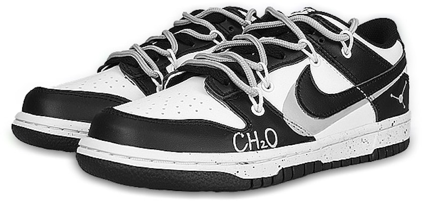【定製球鞋】 Nike Dunk Low ''Black'' 熊貓 CH2O分子 潑墨 解構 雙勾 低筒 板鞋 女款 黑白 Lookbook 【定製球鞋】 Nike Dunk Low ''Black'' 熊貓 CH2O分子 潑墨 解構 雙勾 低筒 板鞋 女款 黑白