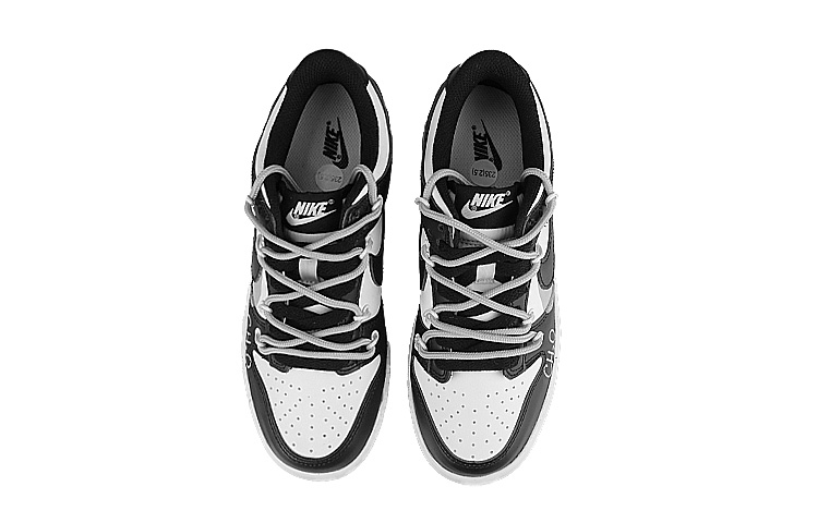 Shop 【定製球鞋】 Nike Dunk Low ''Black'' 熊貓 CH2O分子 潑墨 解構 雙勾 低筒 板鞋 女款 黑白