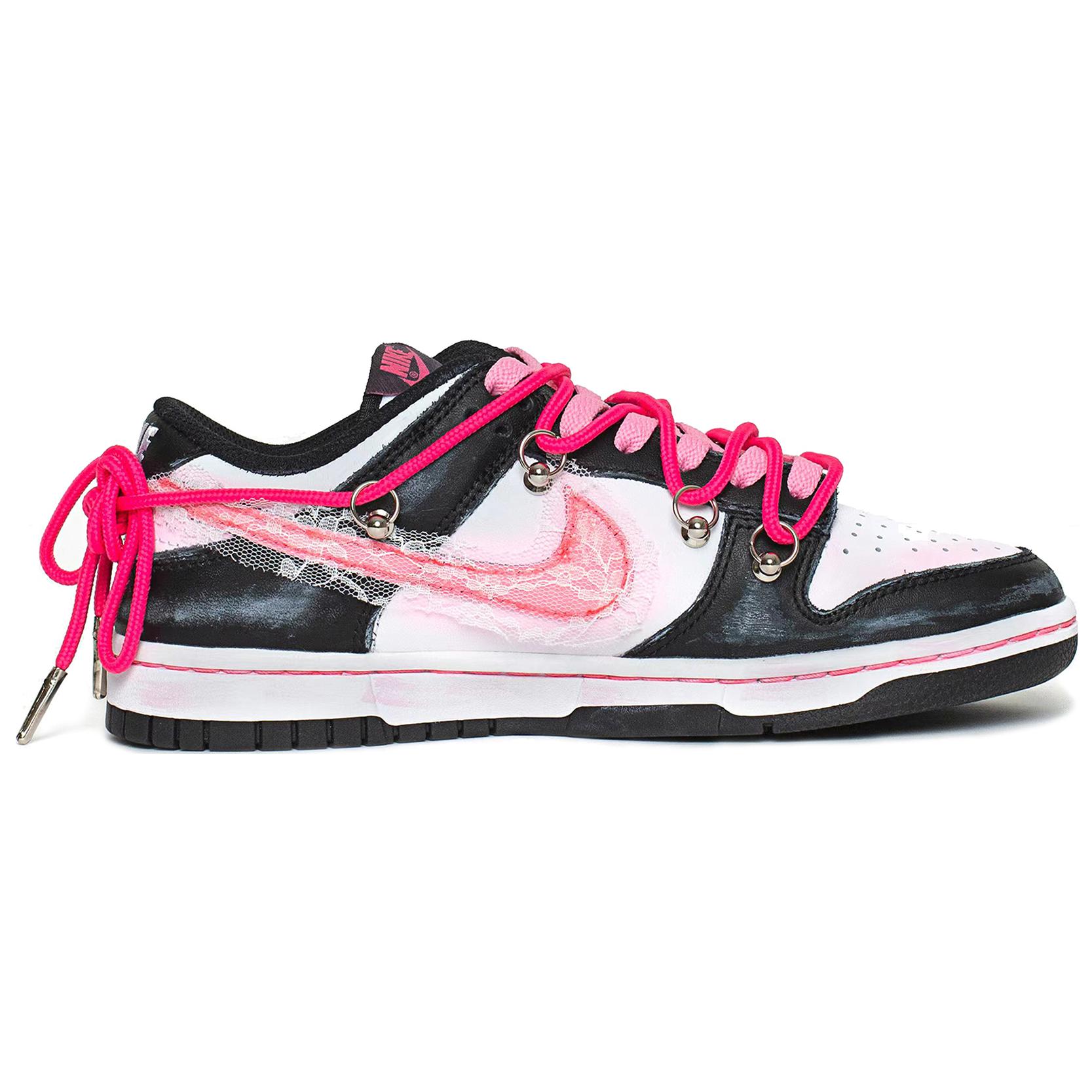 Order (W) [Kasut Custom] Nike Dunk Low 'Hitam Merah Jambu Panda Balet' DD1503-101(Team61-甜酷芭蕾少女S-BOX)