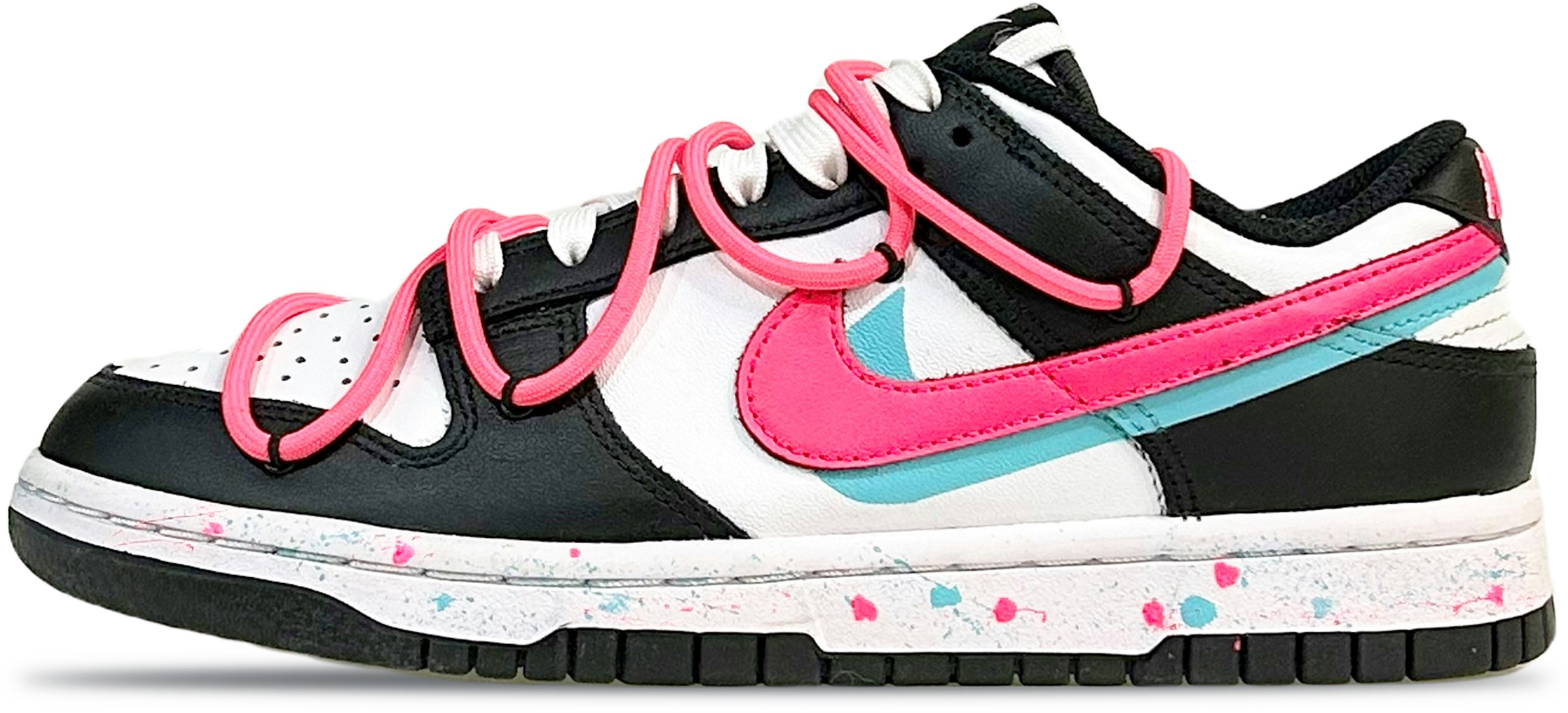 custom-shoes-women-nike-dunk-low-black-pink-speckle