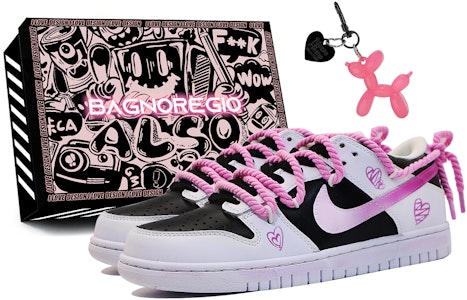 【訂製球鞋】Nike Dunk 低筒 triple white 晴天玫瑰 街頭版 女款 黑粉 Buy 【訂製球鞋】Nike Dunk 低筒 triple white 晴天玫瑰 街頭版 女款 黑粉