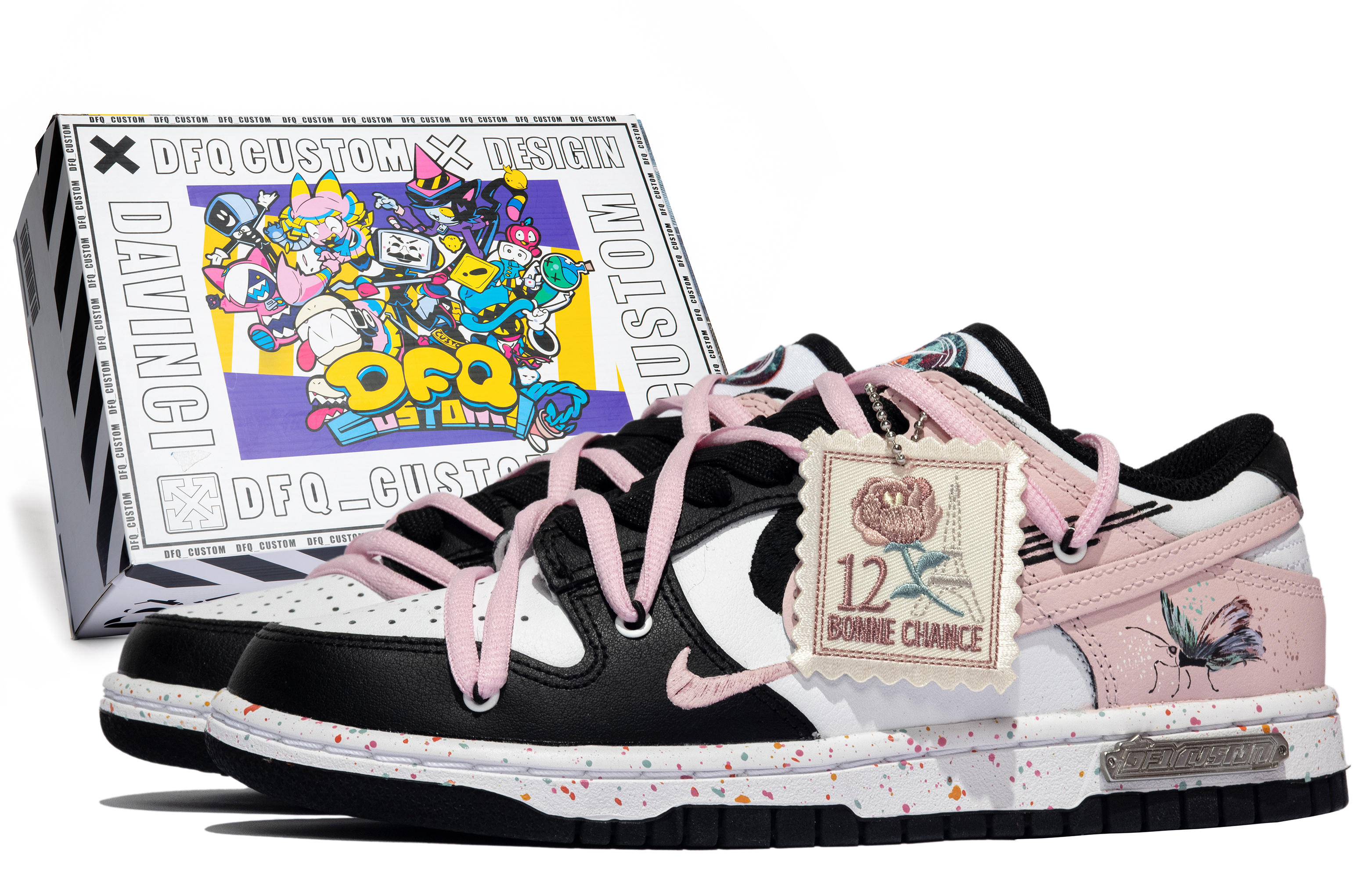 Buy (W) ナイキ ダンク LOW ブラック/パープル/マルチスウッシュ FD4623-131(TeamM-女款粉蝶S-BOX)