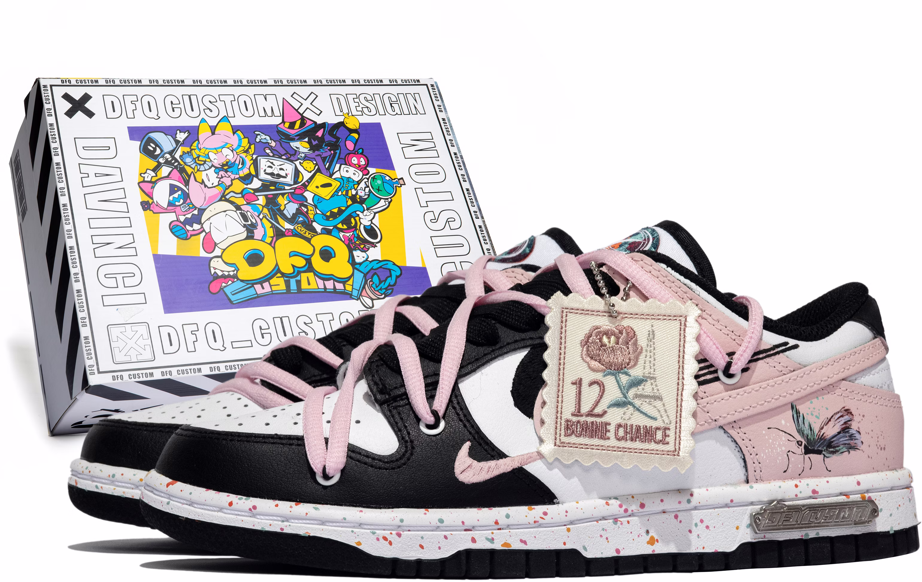 custom-shoes-women-nike-dunk-low-black-purple-white-multi-color-swoosh
