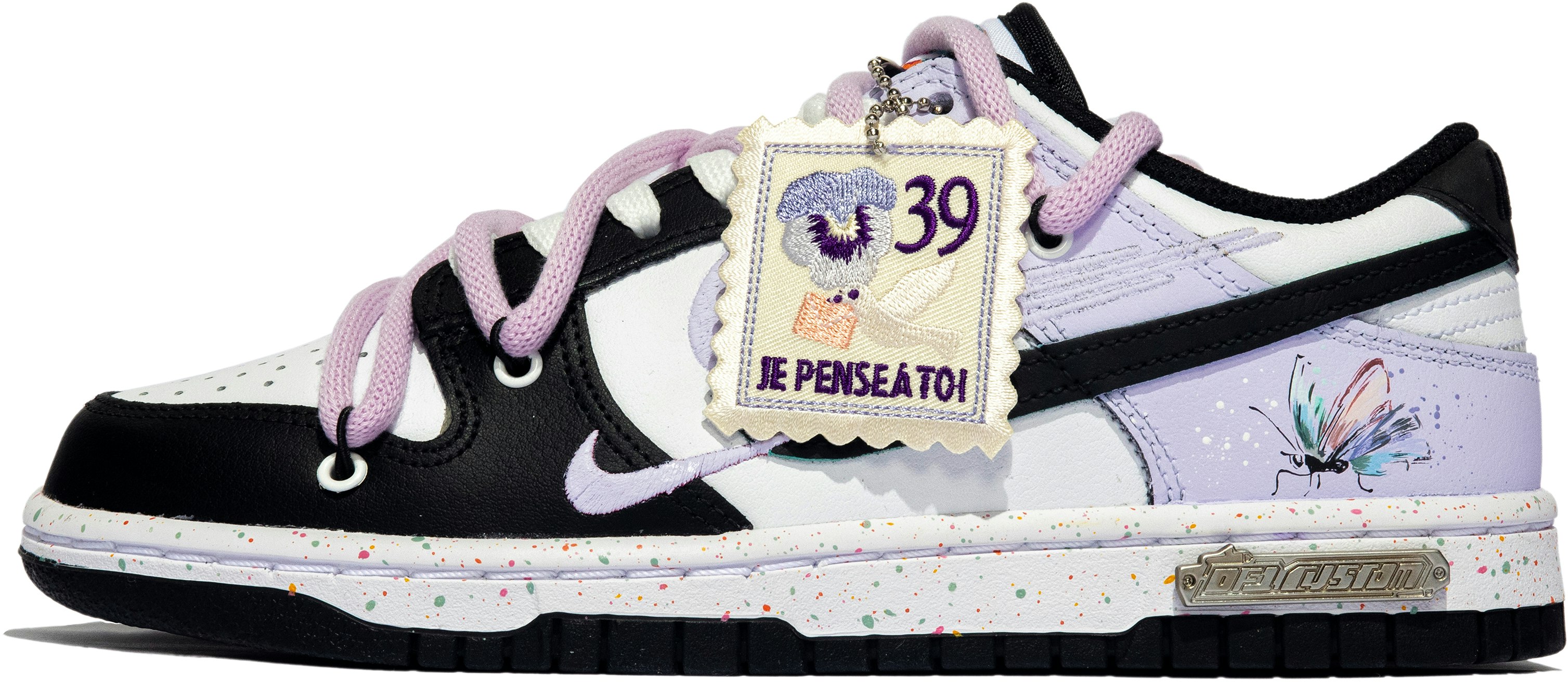 custom-shoes-women-nike-dunk-low-black-purple-butterfly