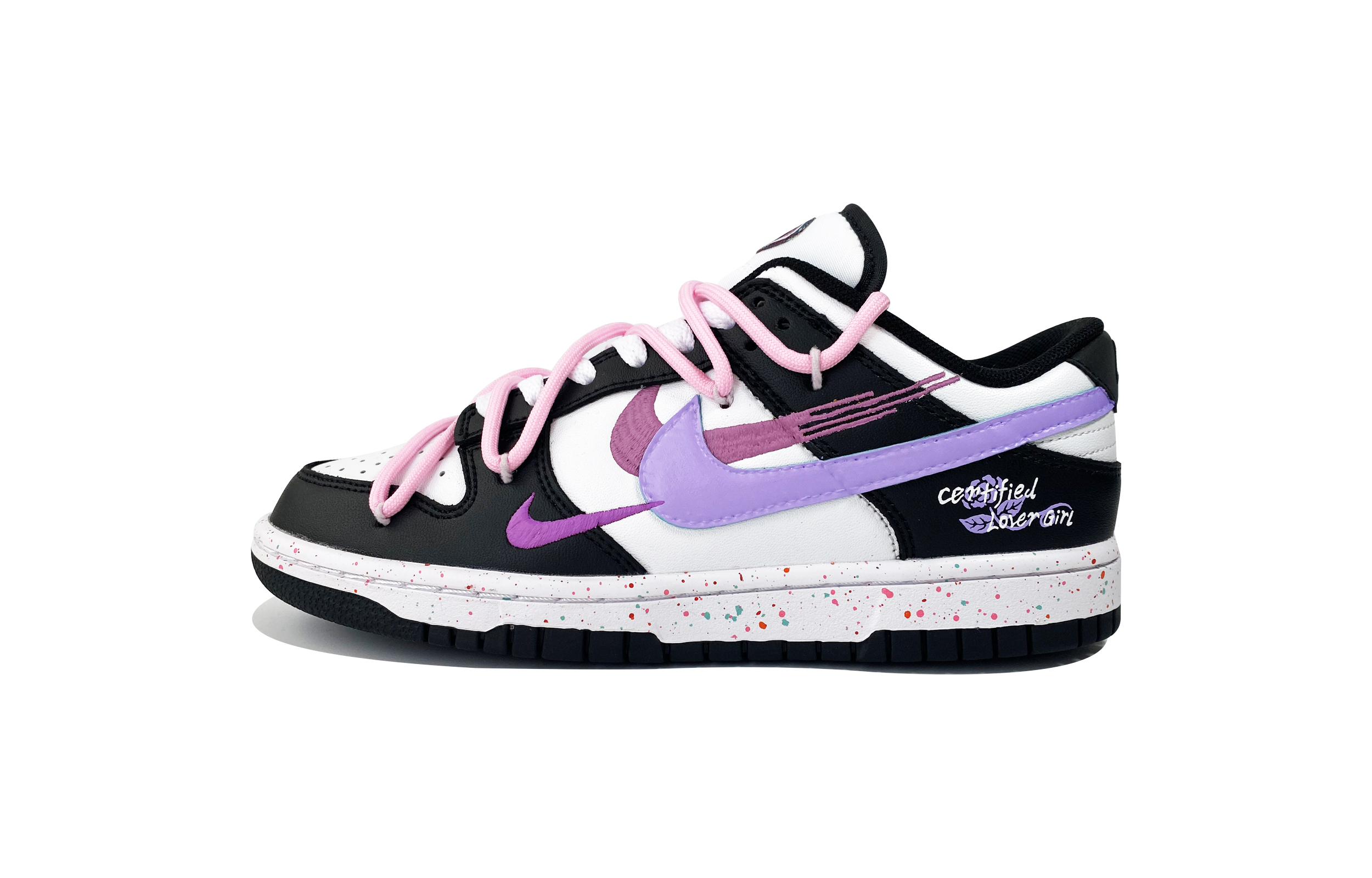 Buy 【訂製球鞋】 Nike Dunk Low Multi-Color Swoosh 低筒 球鞋 女款 黑紫