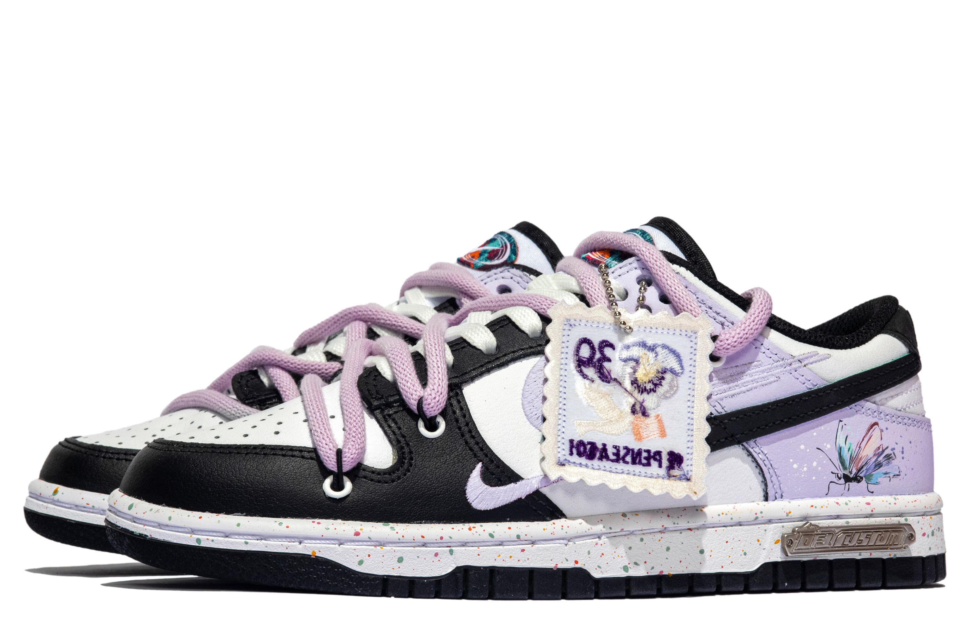 Lookbook (W) [Kasut Custom] Nike Dunk Low 'Hitam Ungu-Kupu-Kupu' FD4623-131(TeamM-女款紫蝶S-BOX)