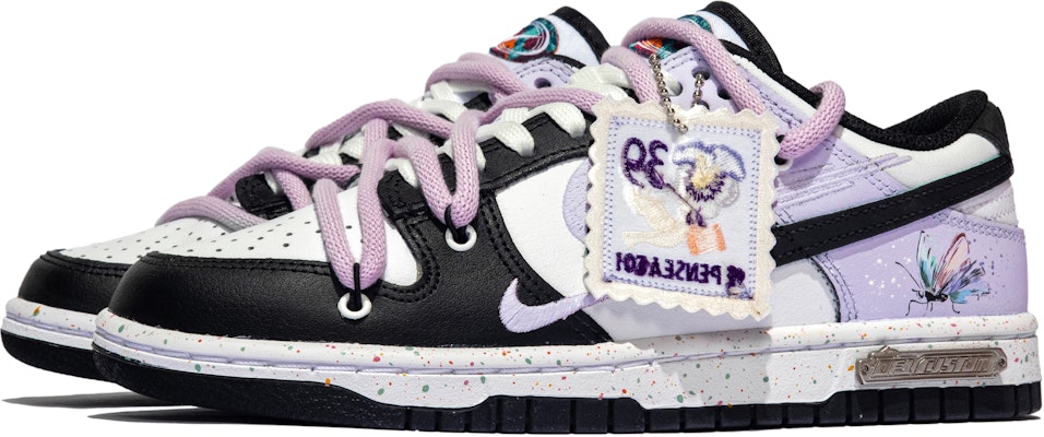 【定制球鞋】 Nike Dunk Low 特殊鞋盒 紫蝶 蝴蝶 纯色 简約 復古 低筒 板鞋 女款 黑紫白 Lookbook 【定制球鞋】 Nike Dunk Low 特殊鞋盒 紫蝶 蝴蝶 纯色 简約 復古 低筒 板鞋 女款 黑紫白