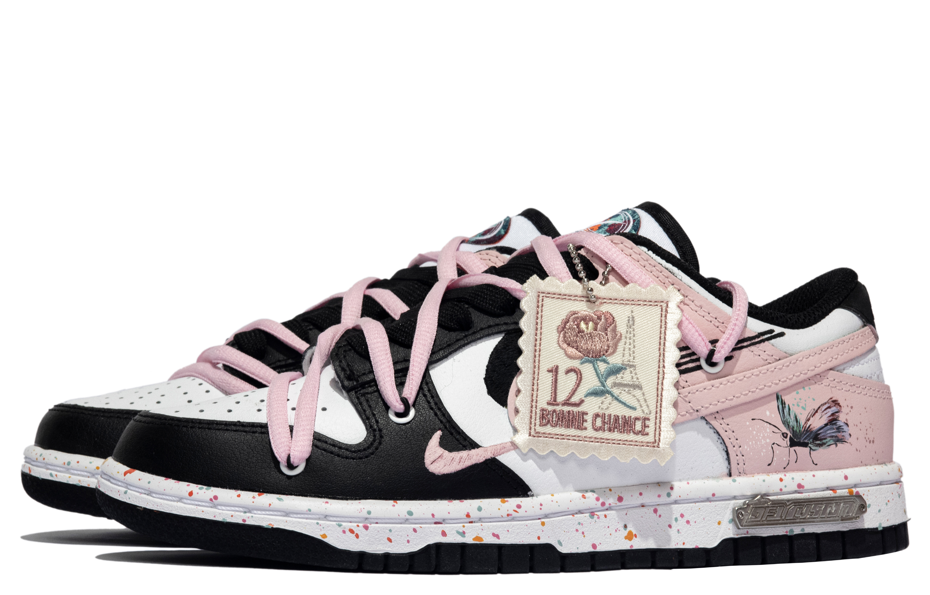 Shop (W) ナイキ ダンク LOW ブラック/パープル/マルチスウッシュ FD4623-131(TeamM-女款粉蝶S-BOX)