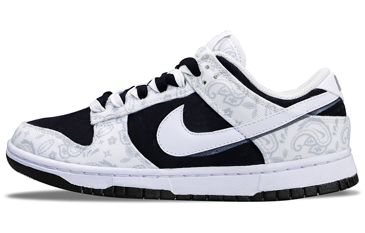 [Custom Shoes] (W) Nike Dunk Low 'Black White Grey Paisley'