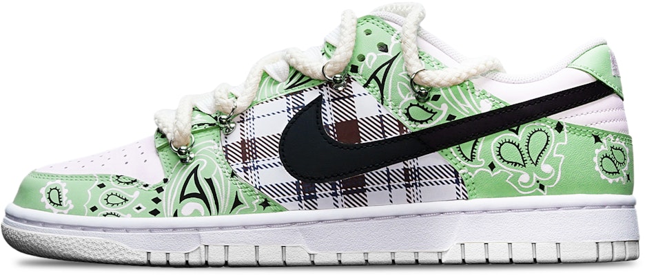 (W) 나이키 덩크 로우 '블랙 화이트 그린 페이즐리' (커스텀) DH9765-100(TeamT-腰果花绿白S-BOX) Buy (W) 나이키 덩크 로우 '블랙 화이트 그린 페이즐리' (커스텀) DH9765-100(TeamT-腰果花绿白S-BOX)