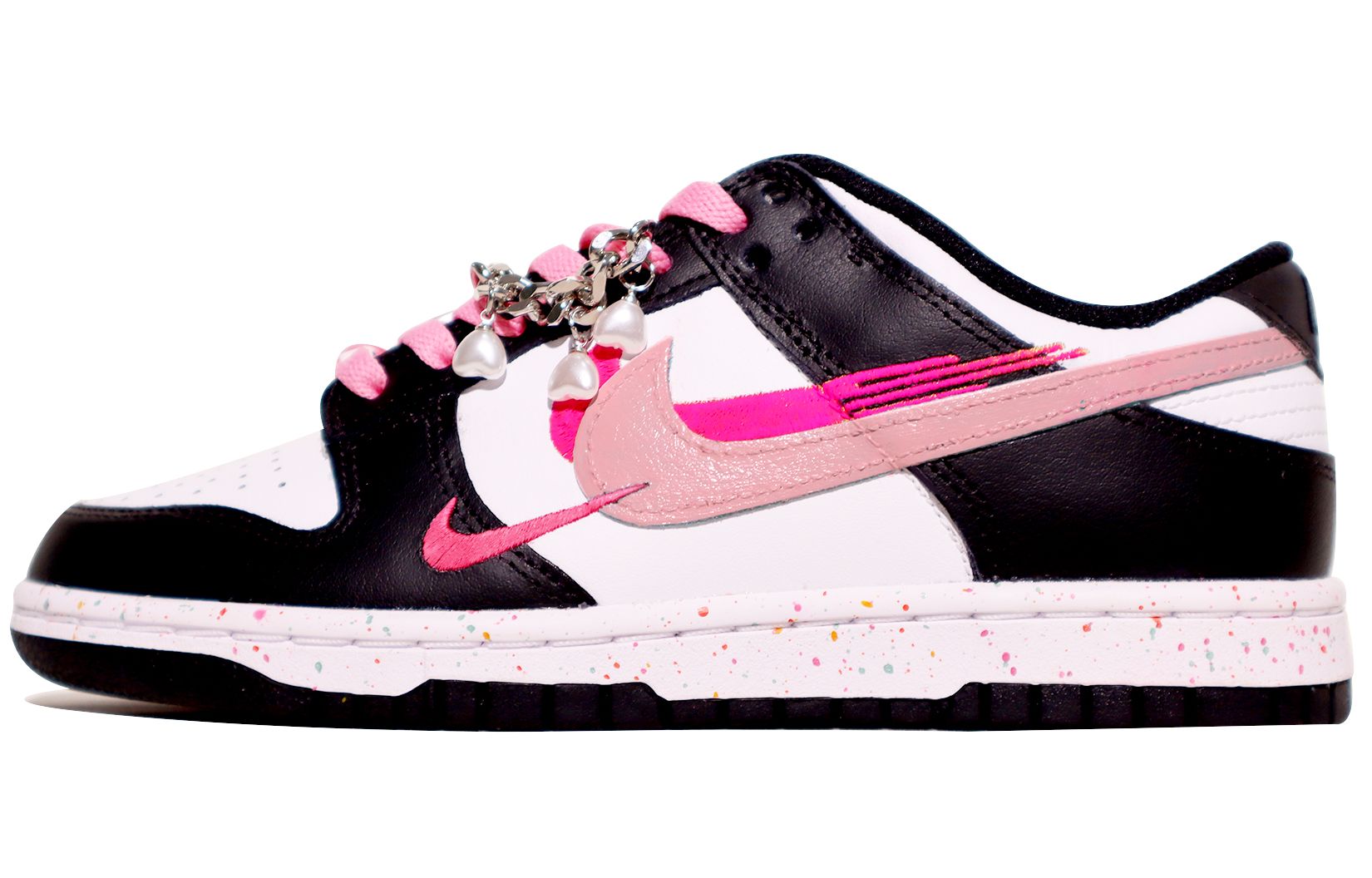 Buy (W) 나이키 덩크 로우 '검흰핑크 멀티 스우시' FD4623-131(TeamX-女款活力三勾链条）
