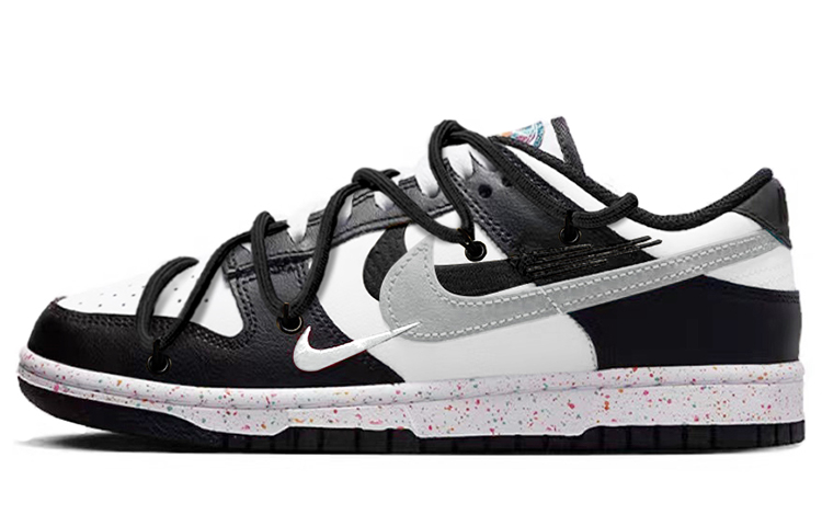 Buy (W) ナイキ ダンク ロー "ブラック/ホワイト/グレー マルチスウッシュ" FD4623-131(TeamY-女款三勾简约黑白灰)