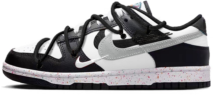 custom-shoes-women-nike-dunk-low-black-white-grey-multi-color-swoosh