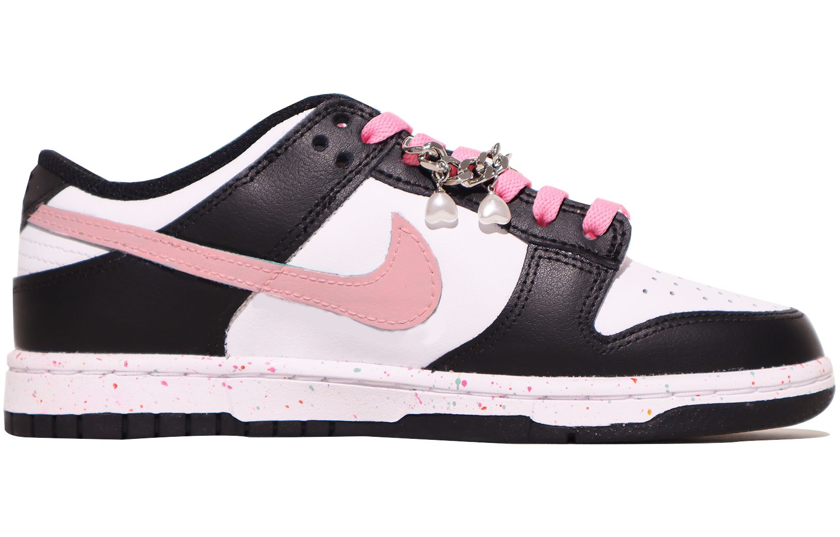 Order (W) 나이키 덩크 로우 '검흰핑크 멀티 스우시' FD4623-131(TeamX-女款活力三勾链条）