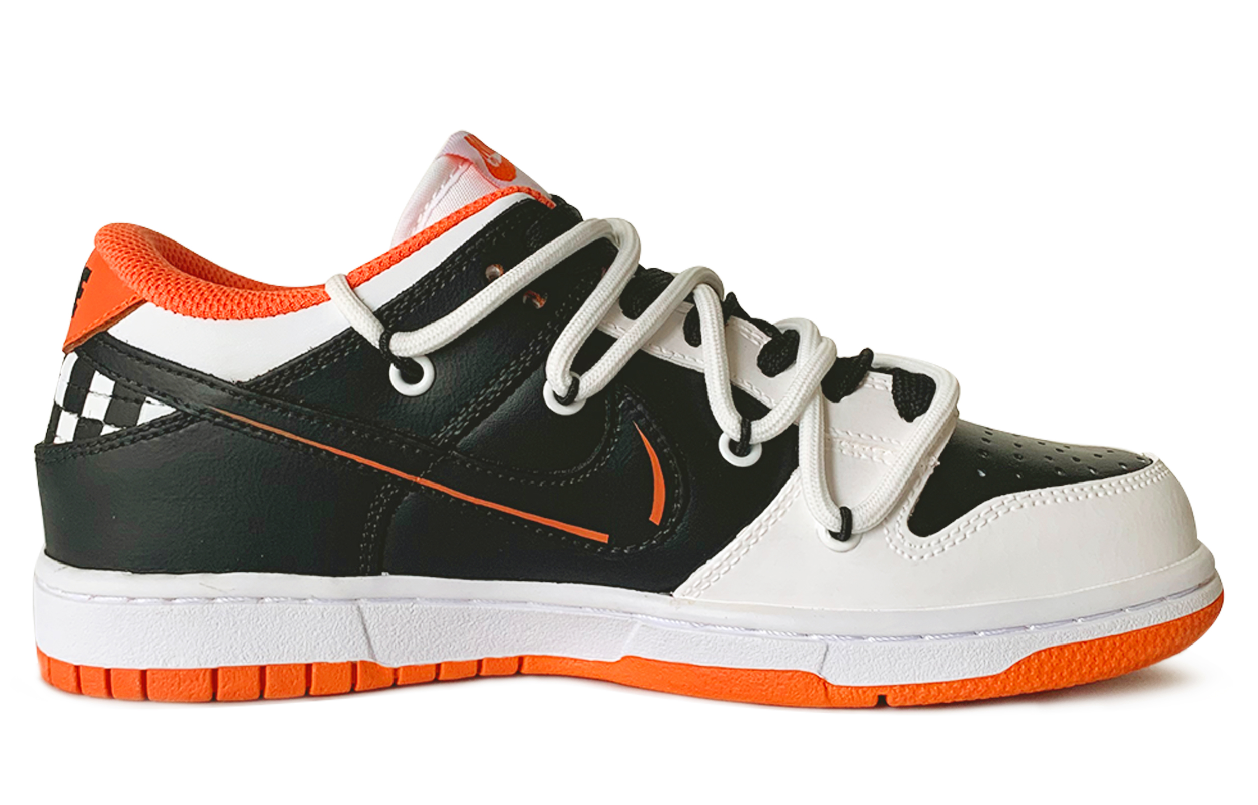 Order (W) [Zapatos Personalizados] Nike Dunk Low 'Negro Blanco Naranja' DJ9955-800(TeamD-女款赛结旗)