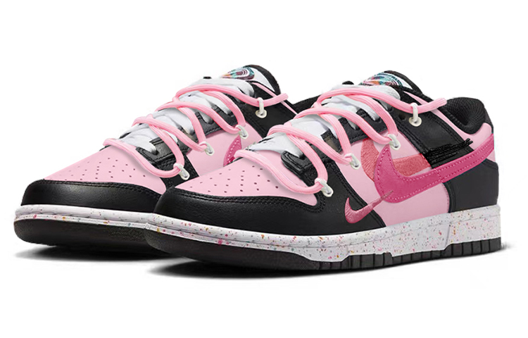 Lookbook (W) [定制鞋] 耐克Dunk Low '黑白粉多色勾' FD4623-131(TeamY-女款三勾BP粉墨)