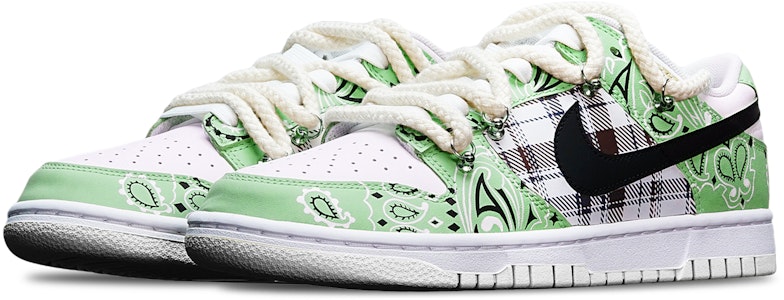 (W) 나이키 덩크 로우 '블랙 화이트 그린 페이즐리' (커스텀) DH9765-100(TeamT-腰果花绿白S-BOX) Lookbook (W) 나이키 덩크 로우 '블랙 화이트 그린 페이즐리' (커스텀) DH9765-100(TeamT-腰果花绿白S-BOX)