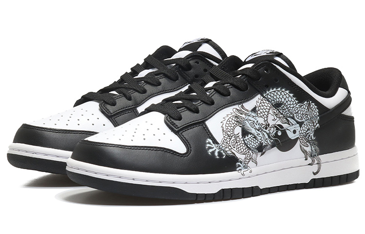 Lookbook (W) [Sepatu Kustom] Nike Dunk Low 'Hitam Putih Naga Indigo' DD1503-101(Team10-太极龙女黑白QD)