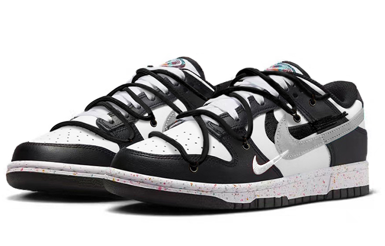 Lookbook (W) ナイキ ダンク ロー "ブラック/ホワイト/グレー マルチスウッシュ" FD4623-131(TeamY-女款三勾简约黑白灰)