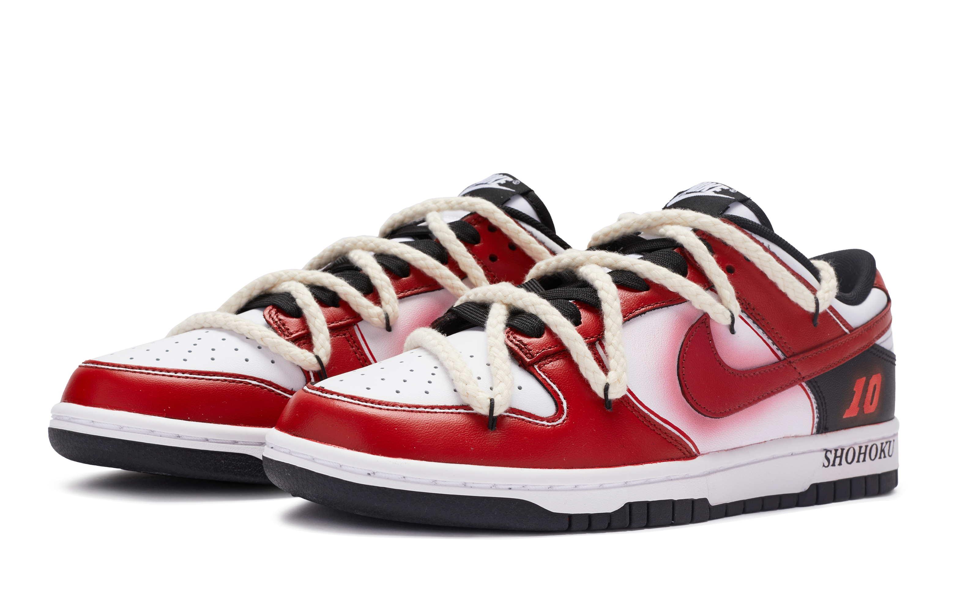 Lookbook (W) [Sepatu Custom] Nike Dunk Low 'Hitam Putih Merah BIGNIU Legenda' DD1503-101(TeamR-女款湘北传奇S-BOX)