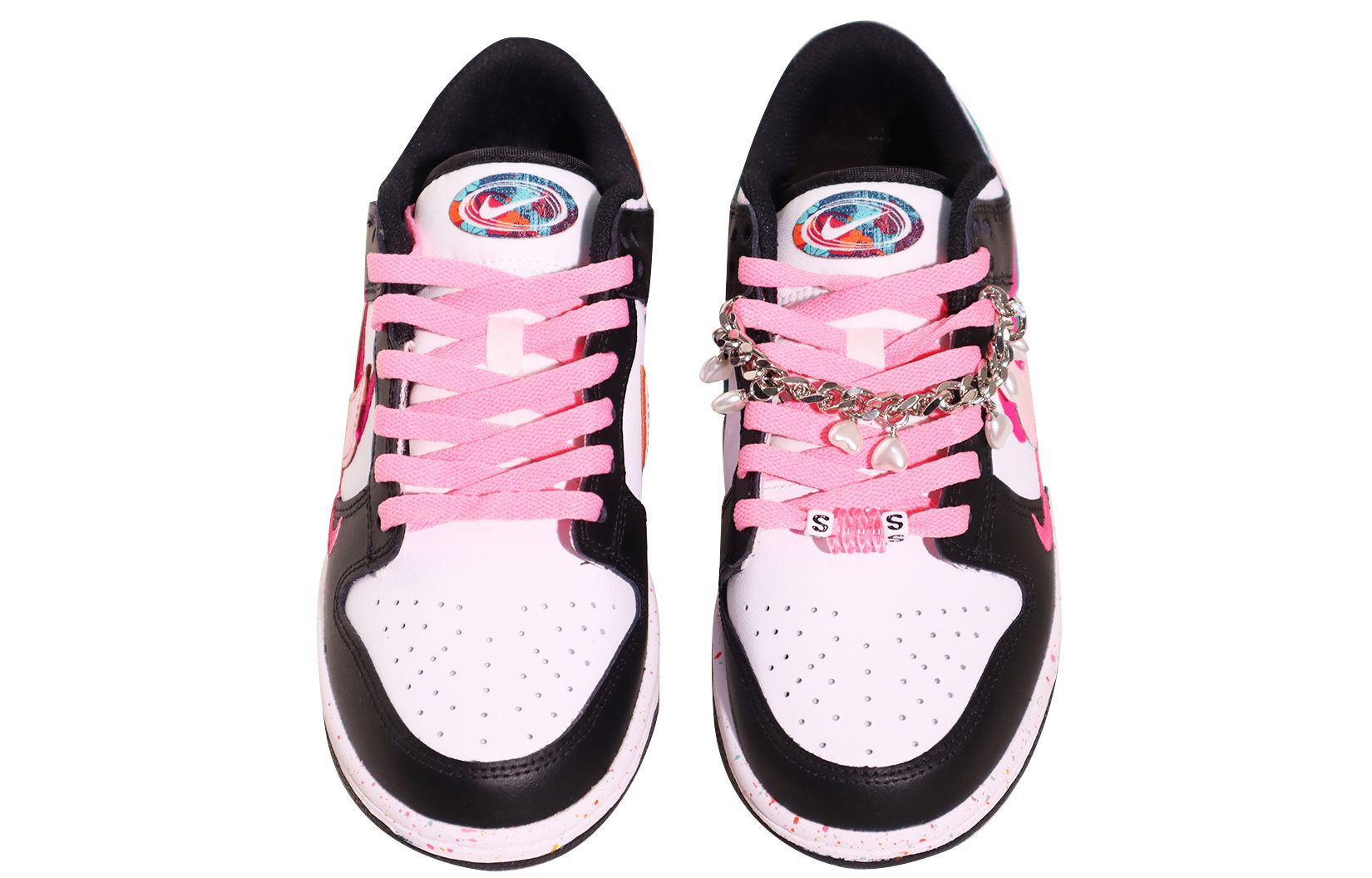 Shop (W) 나이키 덩크 로우 '검흰핑크 멀티 스우시' FD4623-131(TeamX-女款活力三勾链条）