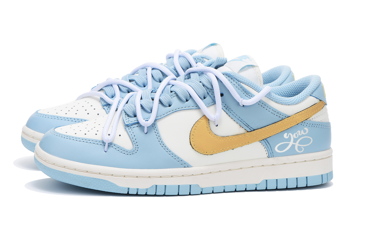 Shop (W) [Sepatu Custom] Nike Dunk Low 'Nuansa Biru Emas' DD1503-123(Team拾伍-女款蓝金)