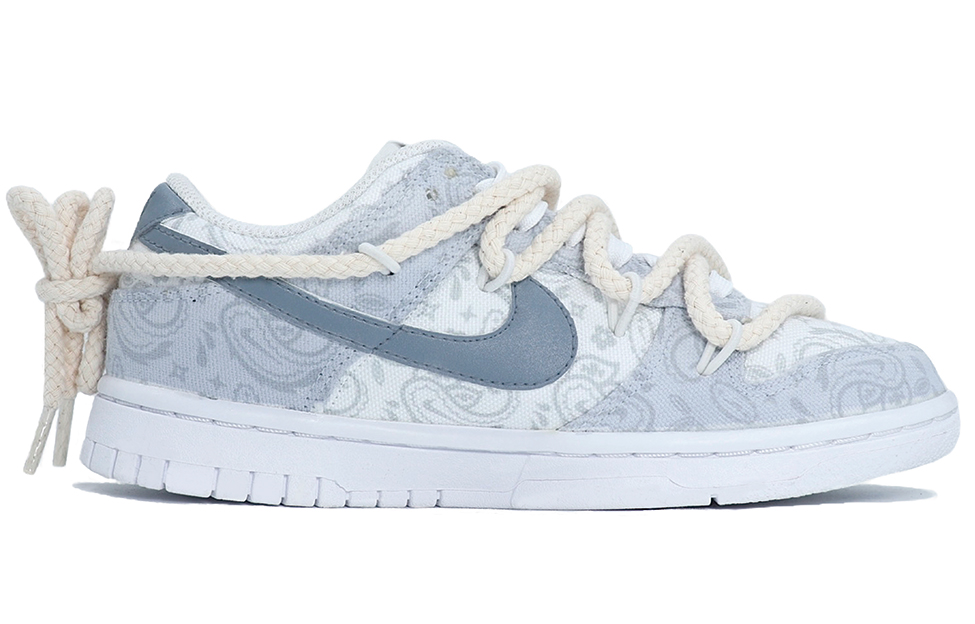 Order (W) [Kasut Custom] Nike Dunk Low 'Biru Kelabu Denim Paisley' DJ9955-100(Team25-蓝灰腰果花)