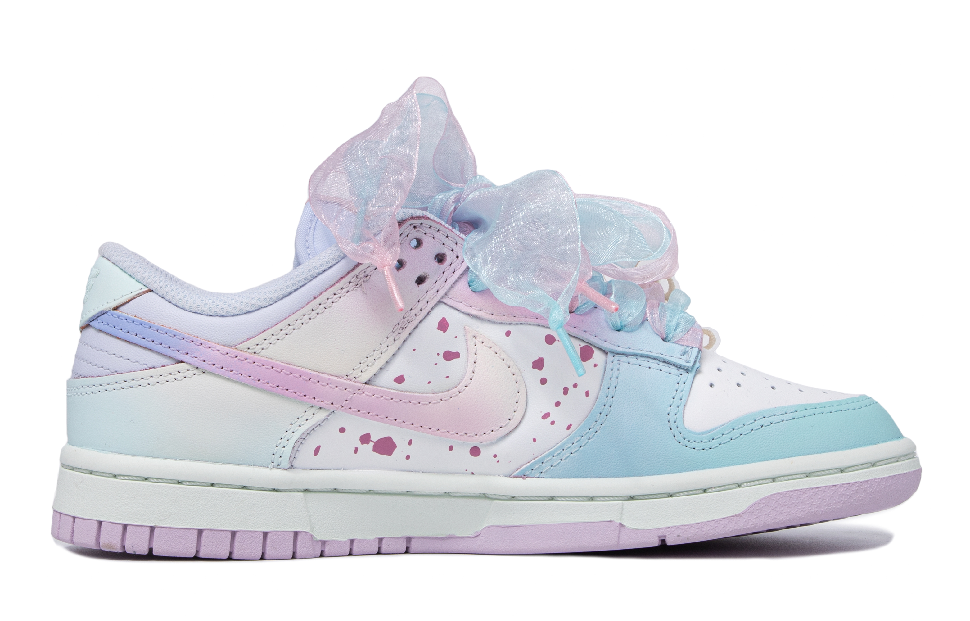 Order 【定制球鞋】Nike Dunk Low 漸變噴色 蕾絲 櫻花 低幫 板鞋 女款 藍粉白