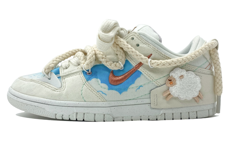 Order (W) 나이키 덩크 로우 '푸른 하늘과 흰 구름' (커스텀) DH4402-100(Team柒-女款小羊刺绣S-BOX)