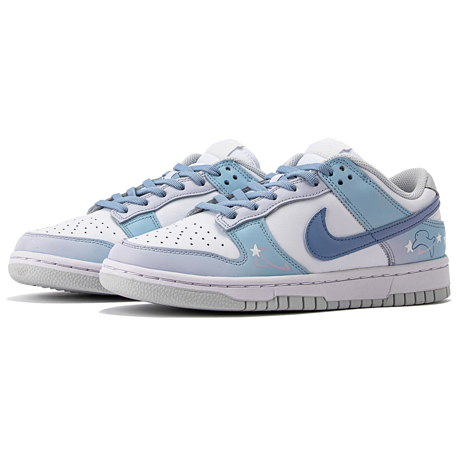 Shop (W) Nike Dunk Low カスタム 青白惑星旅 (Nike Dunk Low カスタム 青白惑星たび) DD1503-103(TeamThree-星球漫游蓝白)
