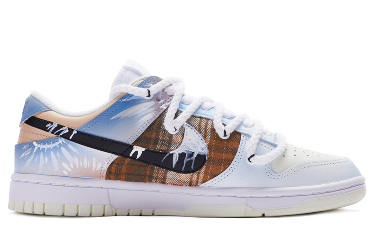 Order (W) 나이키 덩크 로우 '블루 화이트 워터마크 타이다이' (커스텀) DD1503-121(TeamR-女款手绘扎染S-BOX)