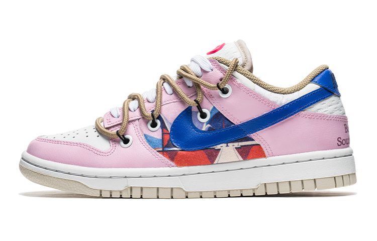 Buy 【定制球鞋】 Nike Dunk Low 野鶴制造 城市系列 Bosjes教堂 解構雙鞋帶 耐磨 低幫 板鞋 女款 藍粉