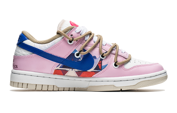 Order 【定制球鞋】 Nike Dunk Low 野鶴制造 城市系列 Bosjes教堂 解構雙鞋帶 耐磨 低幫 板鞋 女款 藍粉