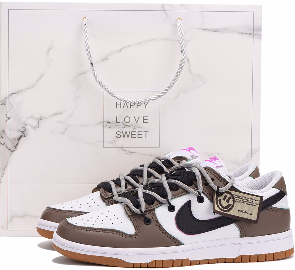 custom-shoes-women-nike-dunk-low-brown-gift-bag-deconstructed