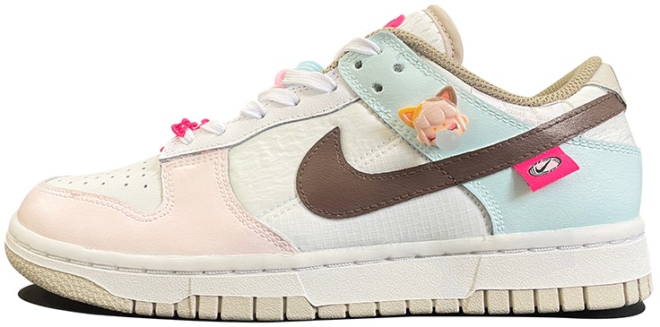 custom-shoes-women-nike-dunk-low-bubblegum-beaded-laces-baby-blue-cartoon