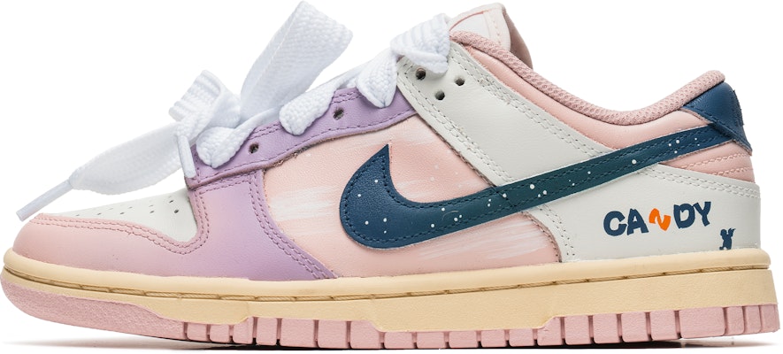【訂製球鞋】Nike Dunk Low 糖果小天使 棉花糖 芭比 復古搭配 解構雙鞋帶 低筒休閒板鞋 女款 白紫 Buy 【訂製球鞋】Nike Dunk Low 糖果小天使 棉花糖 芭比 復古搭配 解構雙鞋帶 低筒休閒板鞋 女款 白紫