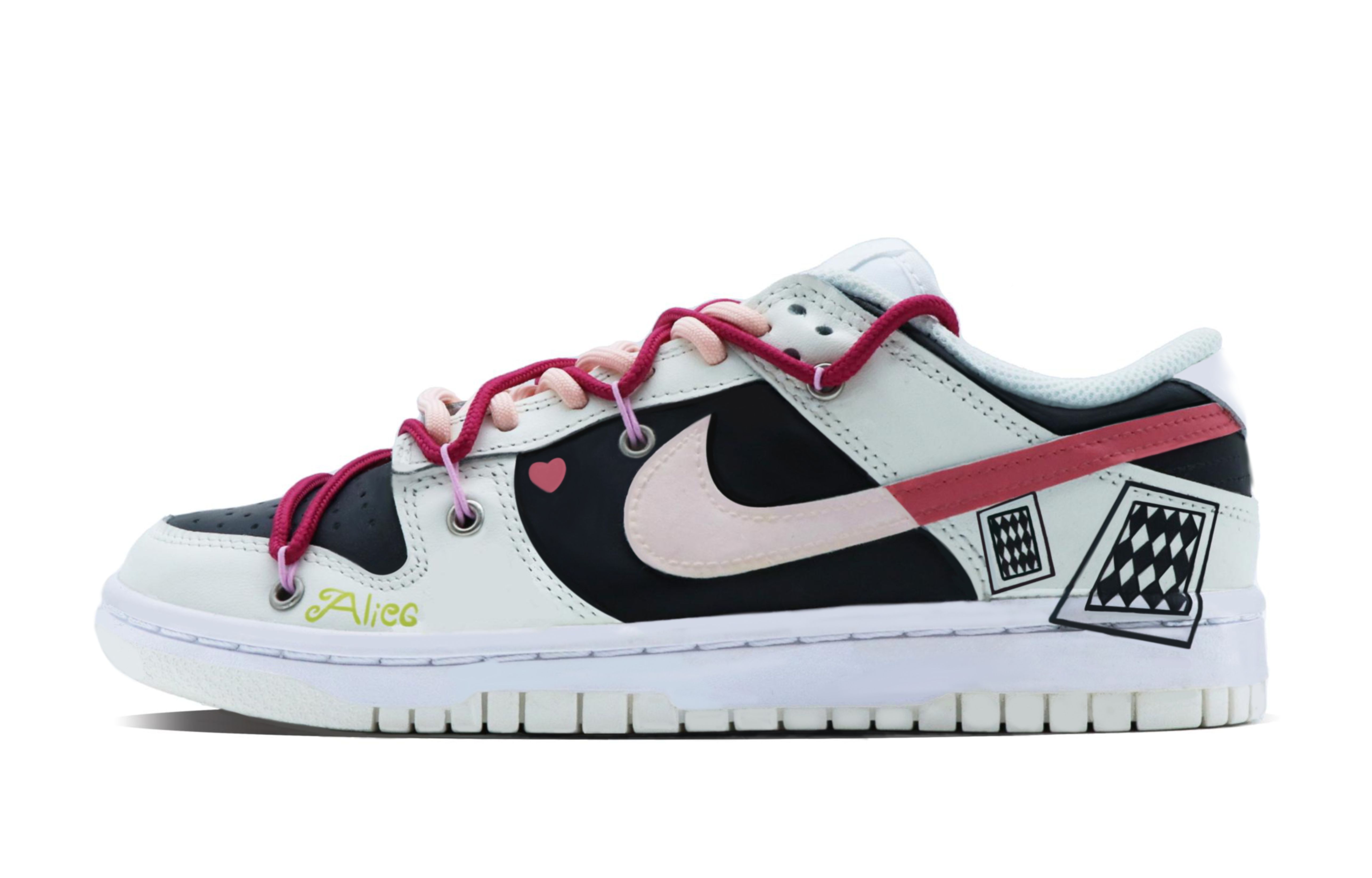 Buy (W) [定制鞋款] 耐克Dunk Low '白色帆布-黑色' DD1503-121(Team63-魔幻城堡)