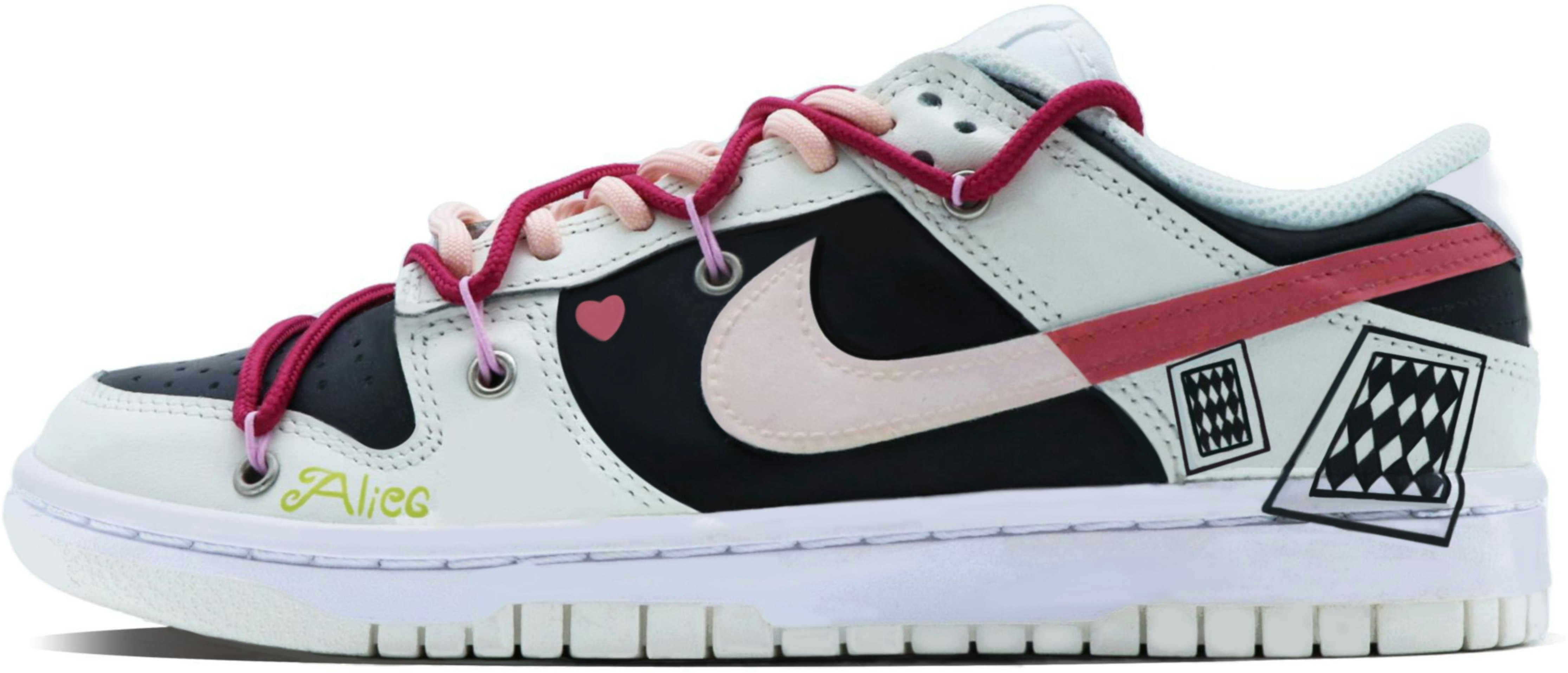 custom-shoes-women-nike-dunk-low-canvas-white-black