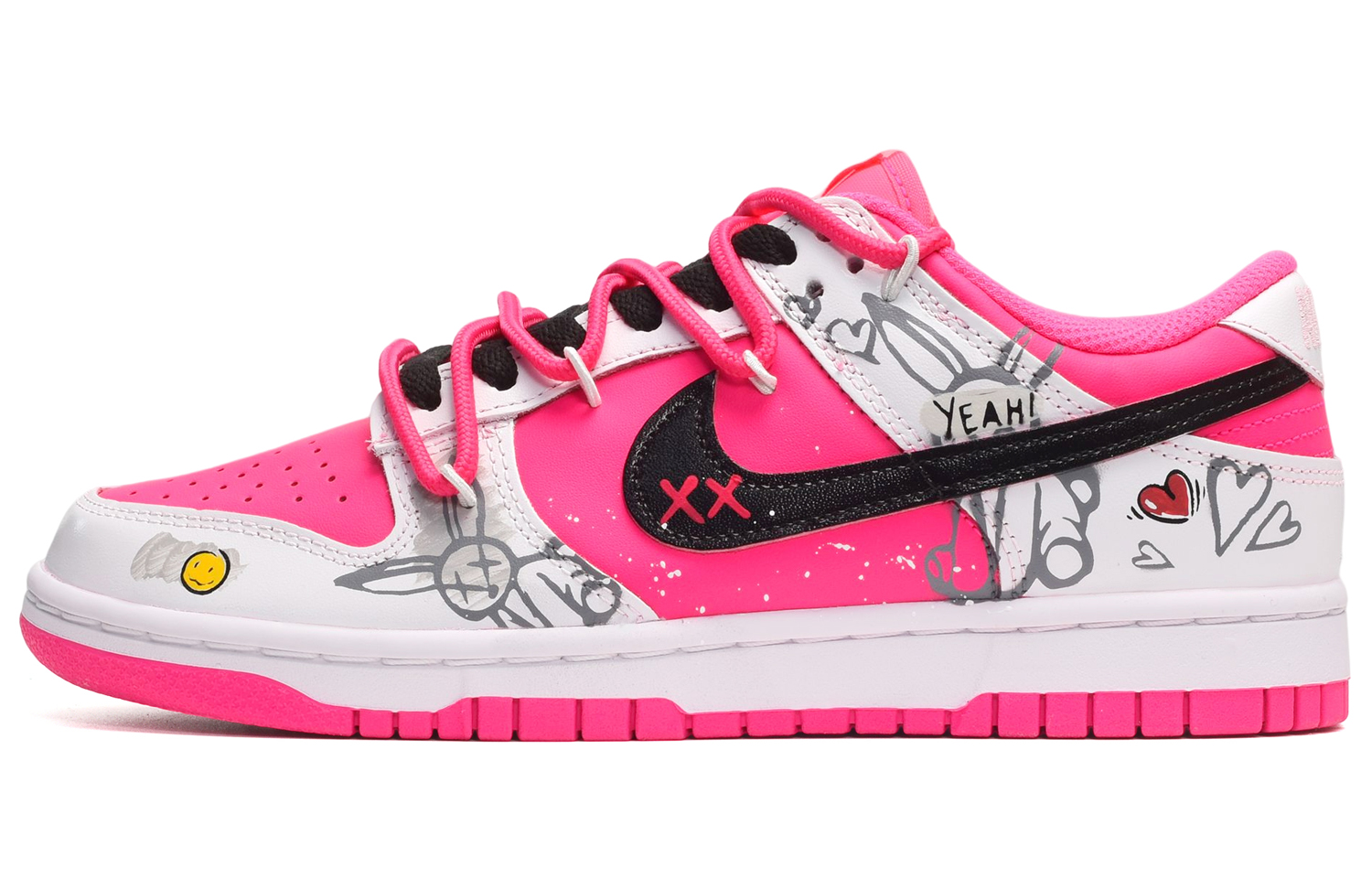 Buy 【定制球鞋】 Nike Dunk Low 解構風 卡通兔子 低幫 板鞋 女款 黑白粉