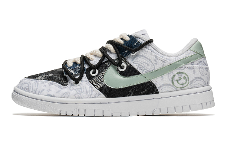 [Custom Shoes] (Women) Nike Dunk Low 'Cashew Flower Denim Patch Smile ...